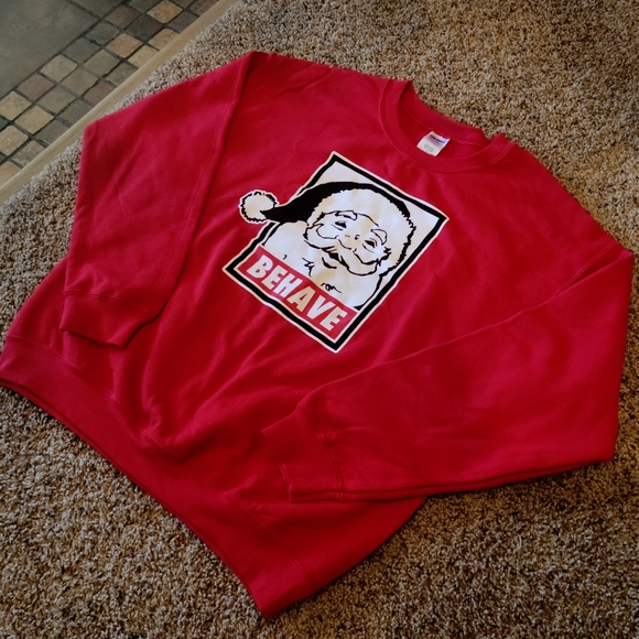 Men's Holiday Crewneck Sweatshirt L Obey Style Red - Picture 1 of 5